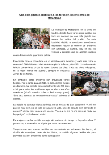 Una bola gigante sustituye a los toros en los encierros de Mataelpino