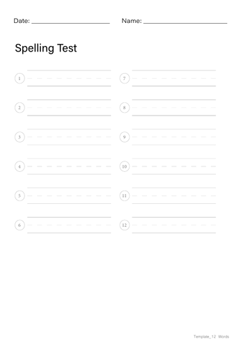 Spelling Test Templates