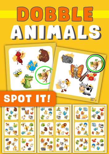 Animals Spot It! Dobble Game | Animal Matching & Vocabulary Activity for ESL