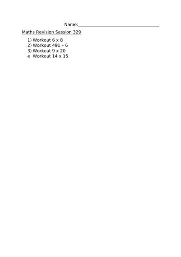 Maths Revision Session 329 Teaching Resources