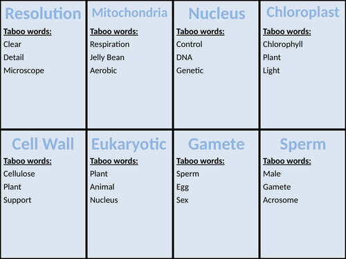 Edexcel SB1 Revision Taboo