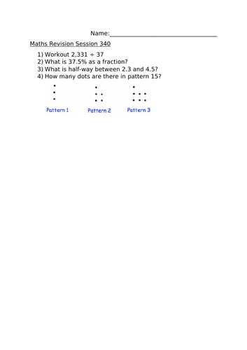 MATHS REVISION SESSION 340