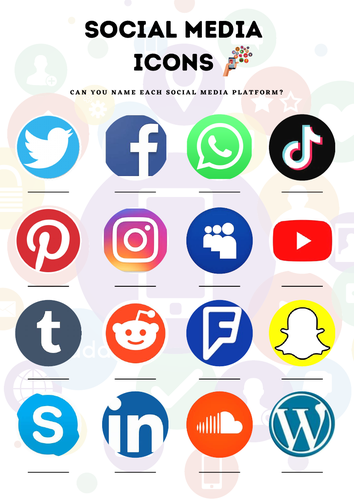 Social Media Icons  Quiz / Worksheet & Answers