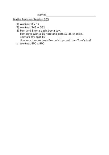 MATHS REVISION SESSION 365