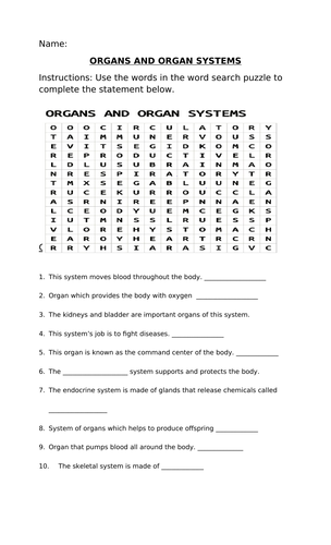 Organs and Organ Systems