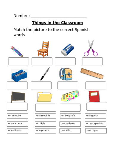 School Objects/Things in the Classroom