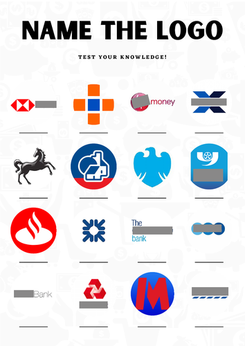 Banks & Financial Institutions - Name the Logo. Quiz / Worksheet & Answers