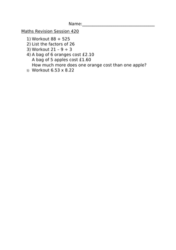 MATHS REVISION SESSION 320