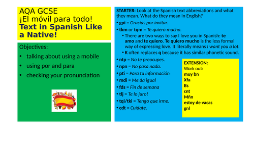 AQA GCSE ¡El móvil para todo! Text in Spanish Like a Native!