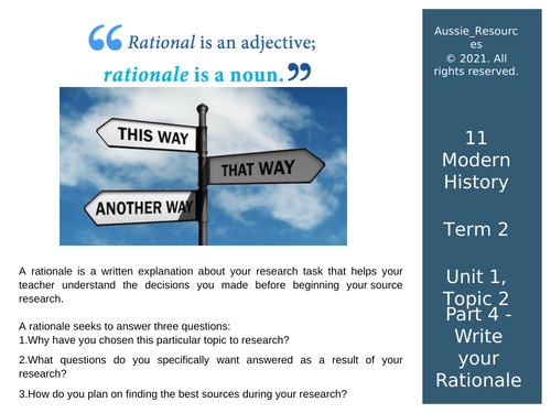 Modern History  - Russian Revolution - How to write a rationale
