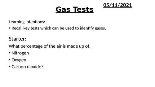 PowerPoint for Gas Test Lesson