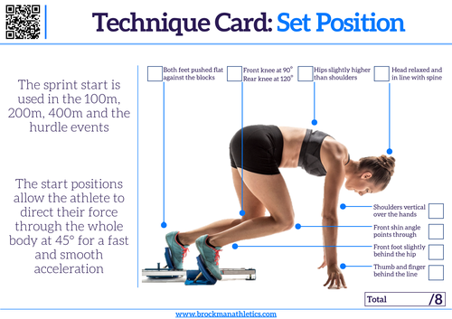 venganza romano Audaz Athletics Technique Card - Sprint Start Set Position | Teaching Resources