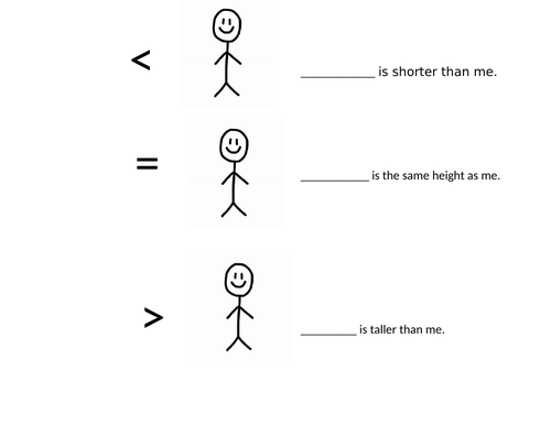 Year 1 comparing length using non standard units - worksheet