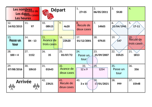 French Numbers Board Game