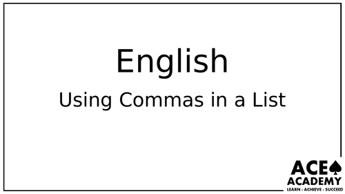 English - Commas for Lists - PowerPoint Teaching Presentation & Worksheet