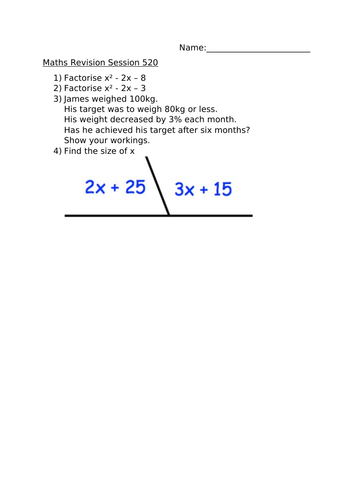 MATHS REVISION SESSION 520