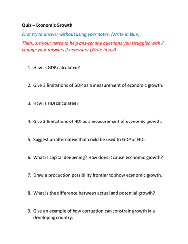 QUIZZES AND ACTIVITIES - MACROECONOMIC VARIABLES AND OBJECTIVES