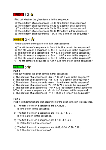 Linear Sequences - Is a Term in the Sequence? - FULL LESSON with ANSWERS