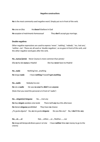 Negatives in Spanish