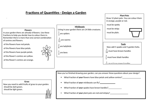 Fractions of Quantity/Amount - Garden Design