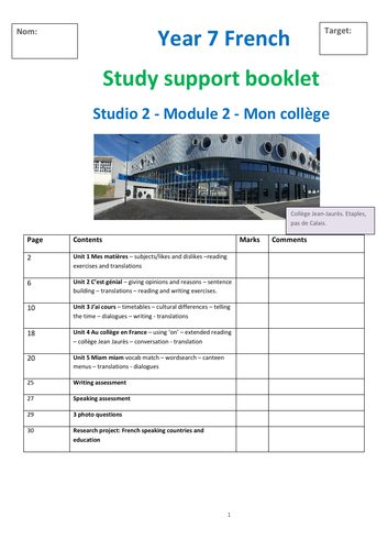 Studio 1 Module 2 Mon college study support booklet