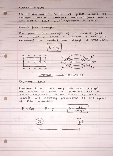 A Level Physics Notes: Electric Fields