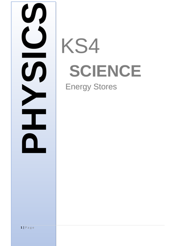 GCSE Energy Stores Work Book