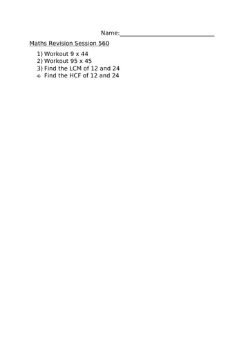 MATHS REVISION SESSION 560