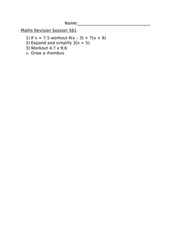 MATHS REVISION SESSION 561