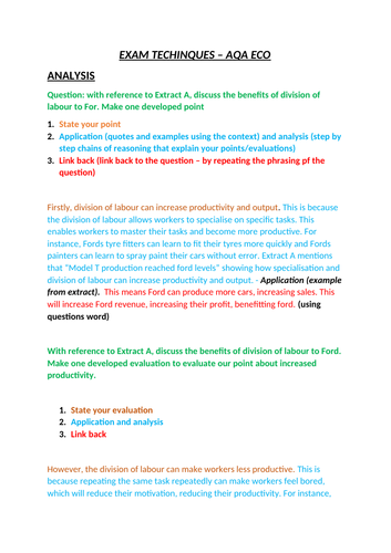 AQA ALEVEL ECONOMICS - EXAM TECHNIQUES