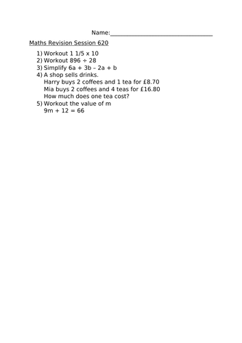 MATHS REVISION SESSSION 620