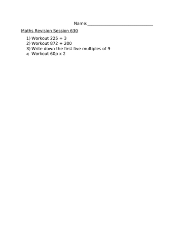 MATHS REVISION SESSION 630