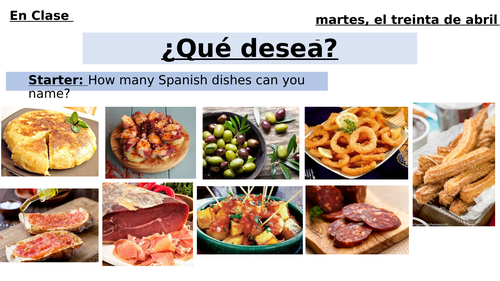 (KS3 Spanish) Comida: Quiero probar... Platos Típicos