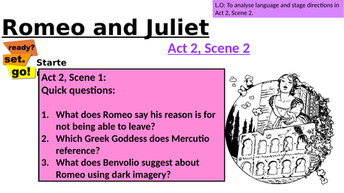 3 FULL LESSONS - Romeo and Juliet - Act 2 Scene 2 -Non Exam Board Specific