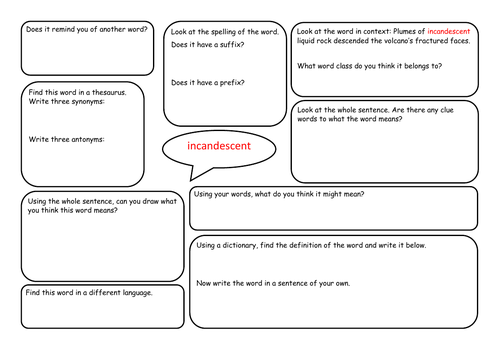 Using words in context year 5/6 guided reading word mat