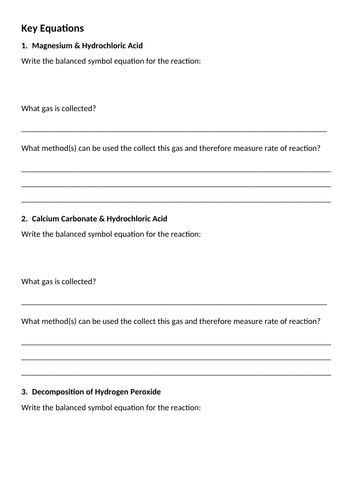 iGCSE Chemistry - Rates of Reaction | Teaching Resources