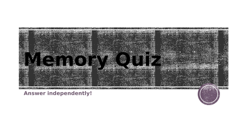 Memory Entire Topic Quiz AQA Psychology