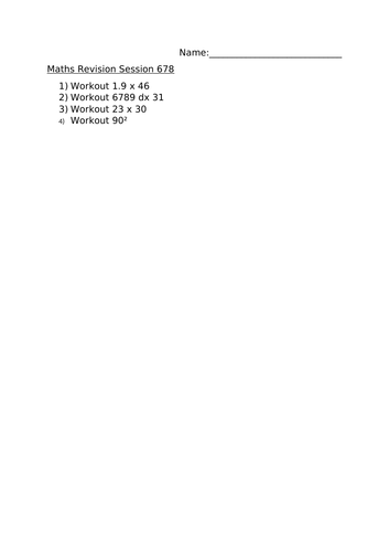 MATHS REVISION SESSION 678