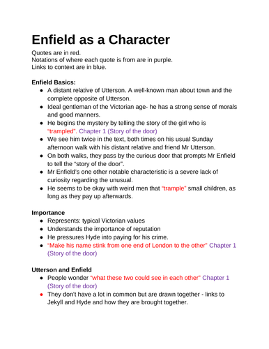 Character analysis of Enfield in Dr Jekyll and Mr Hyde