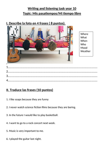 y10-11 El tiempo Libre Worksheet