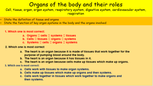 Tissue, organ and organ system, KS3, KS4,GCSE