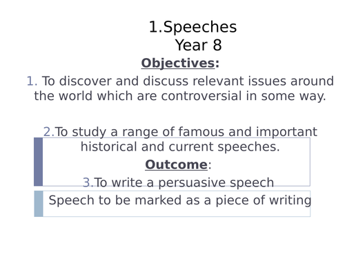 KS3 Speeches about Controversial World Issues