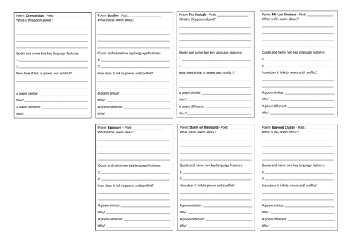 AQA Revision Sheet for Power and Conflict