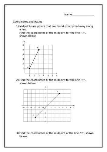 COORDINATES AND RATIOS WORKSHEET