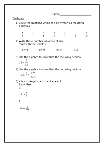 decimals worksheet teaching resources