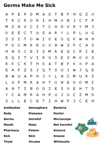 Germs Make Me Sick Word Search