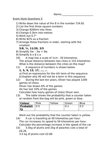 FOUNDATION EXAM STYLE QUESTIONS 5