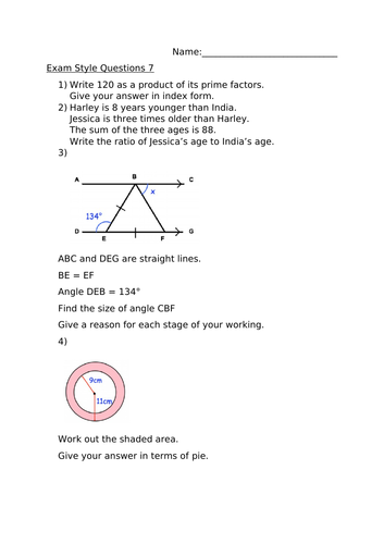 HIGHER EXAM STYLE QUESTIONS 7