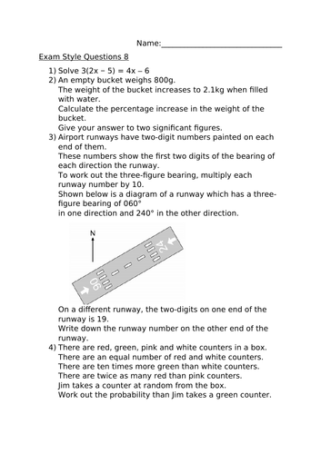 HIGHER EXAM STYLE QUESTIONS 8