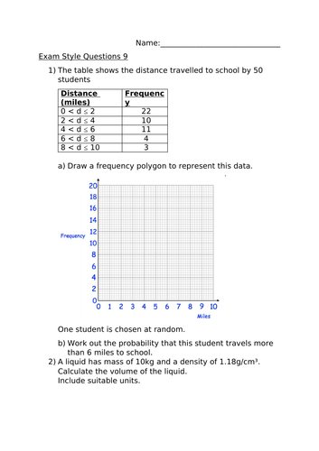 HIGHER EXAM STYLE QUESTIONS 9